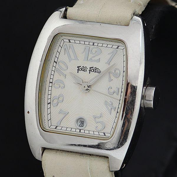 稼働 良品 フォリフォリ QZ 白文字盤 デイト レディース腕時計 OSW 2000000 NSK