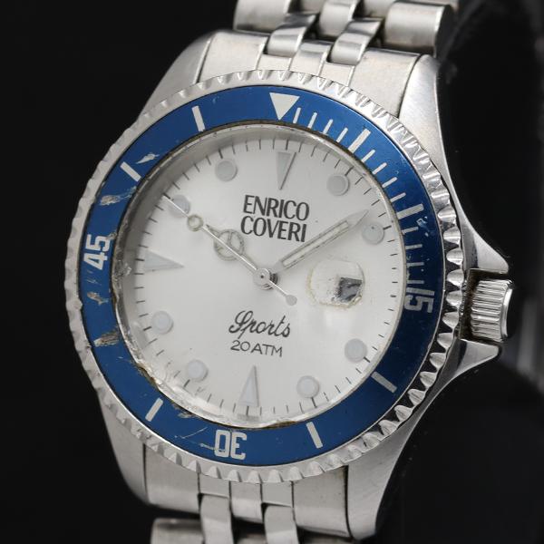 稼働 エンリココベリ スポーツ デイト ラウンド QZ シルバー文字盤 レディース腕時計 TKD 2...