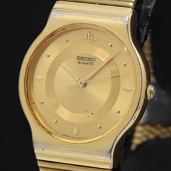 セイコー ギャラクシー QZ ゴールド文字盤 V701-6K90 メンズ腕時計 KMR 200000...