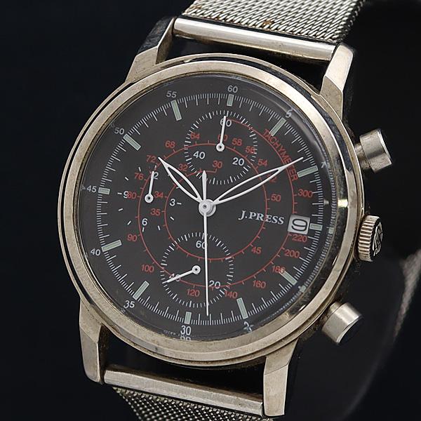 稼動 良品 J.PRESS QZ クロノグラフ デイト 黒文字盤 メンズ腕時計 2000000 NS...