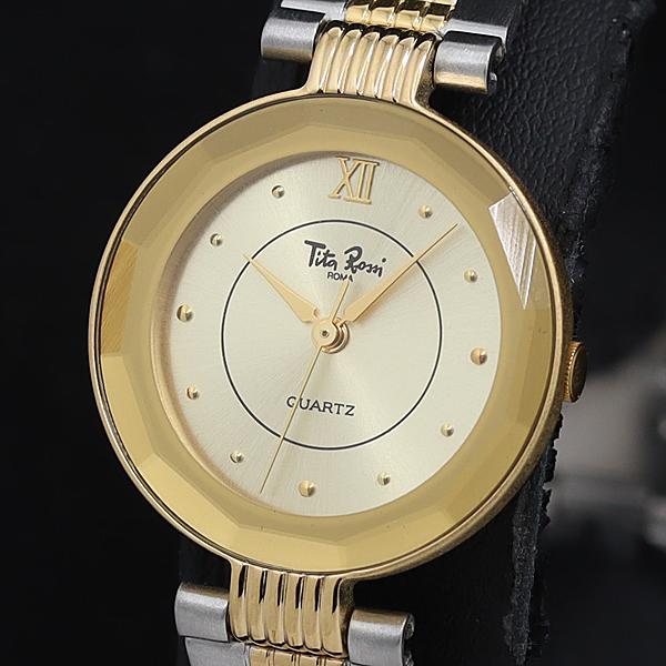 Tita Rossi QZ JS31 ゴールド文字盤 ラウンド ゴールド×シルバー レディース腕時計...