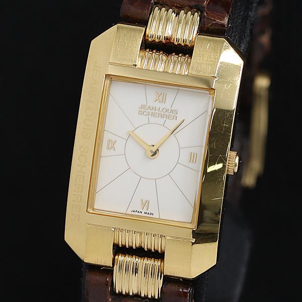 稼動 ジャンルイシェレル QZ JS3801 アイボリー文字盤 スクエア ゴールド メンズ/レディー...