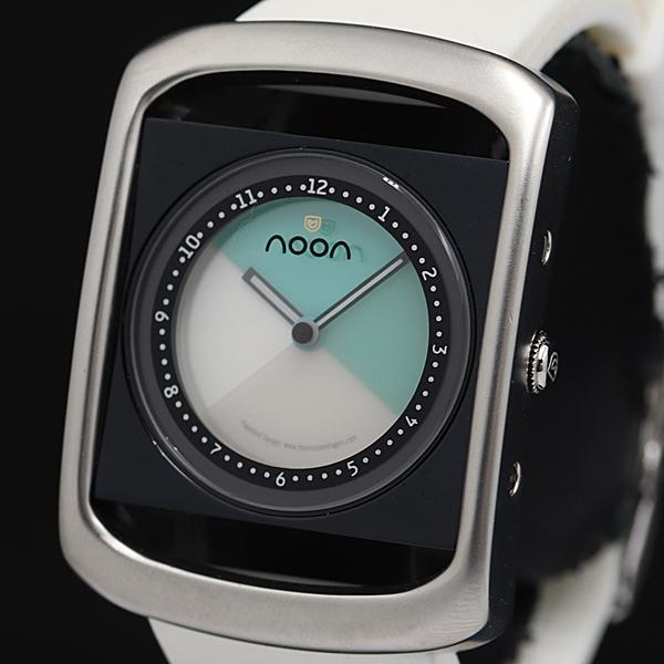 稼働 NOON QZ ホワイト/ミントグリーン文字盤 25-010-09-15-3 メンズ腕時計 2...