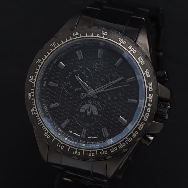 稼動 QZ 良品 シャーク スポーツウォッチ RS015S 黒文字盤 クロノ レディース腕時計 KR...