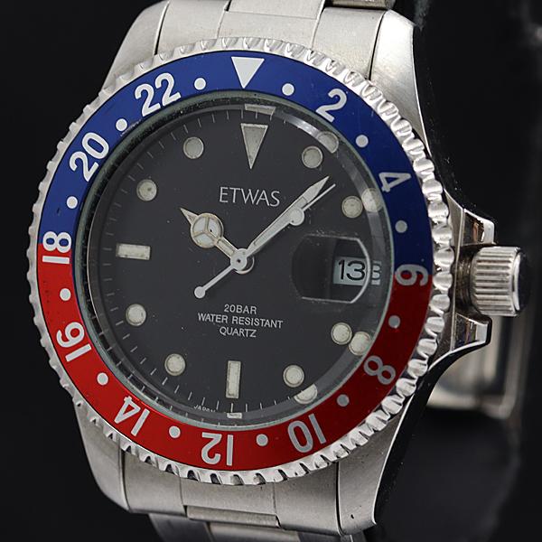 稼働 エトワス QZ ブラック文字盤 ペプシカラー 7CS312-80 メンズ腕時計 2000000...