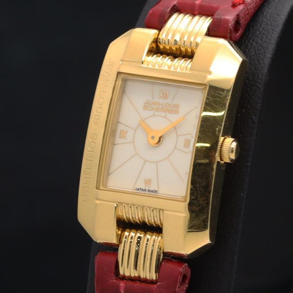 稼動 良品 JEAN-LOUIS SCHERRER QZ JS8802 ホワイト文字盤 レディース腕...