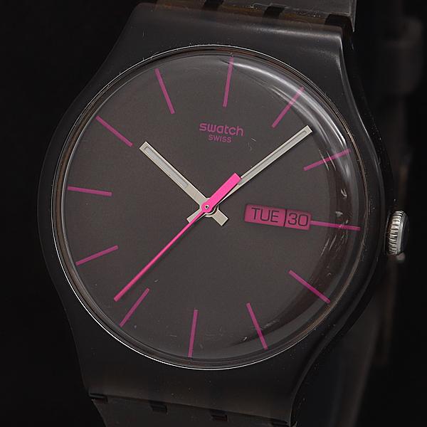 稼動 スウォッチ ニュージェント デイデイト QZ 黒文字盤 メンズ/レディース腕時計 AOY 20...