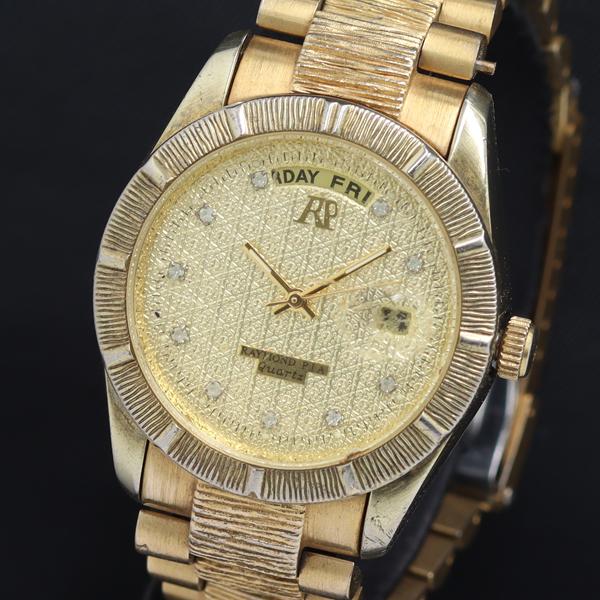 稼動 QZ レイモンドピア 石付 RP-001 ゴールド文字盤 デイデイト レディース腕時計 KRK...