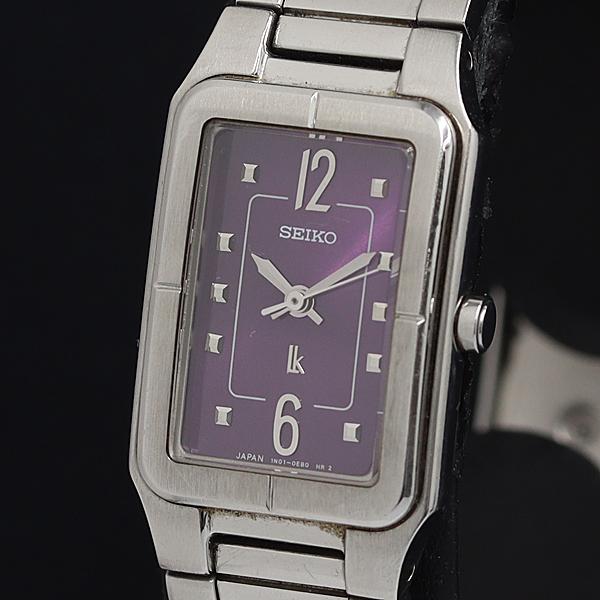 1円 保付 稼動 良品 セイコー 1N01-0BZ0 ルキア QZ パープル文字盤 レディース腕時計...
