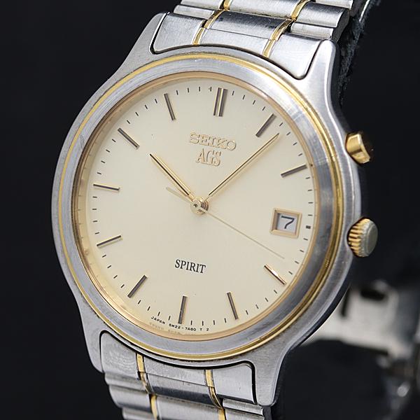 セイコー スピリット AGS オートQZ アイボリー文字盤 5M2-TA40 メンズ腕時計 2000...