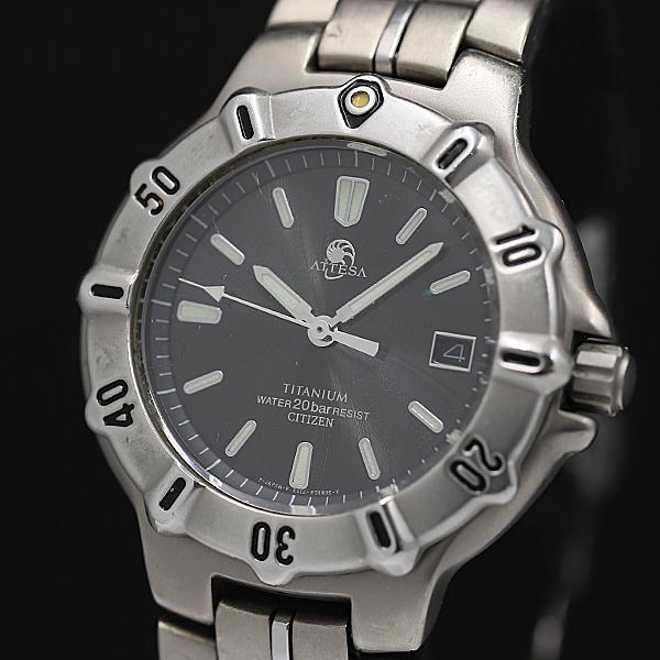 シチズン アテッサ エコドライブ 5512-F51294 デイト QZ ブラック文字盤 メンズ腕時計...