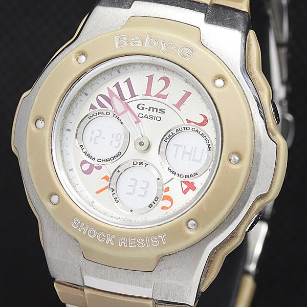 稼動 良品 カシオ ジーミズ ベイビーG MSG-302C QZ デジアナ シルバー文字盤 レディー...