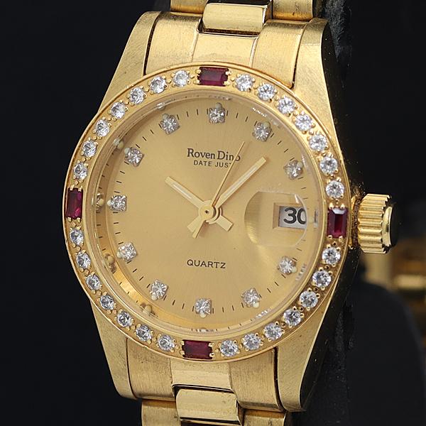 稼動 良品 ロベンディーノ デイトジャスト 2959 QZ ゴールド文字盤 ダイヤベゼル レディース...