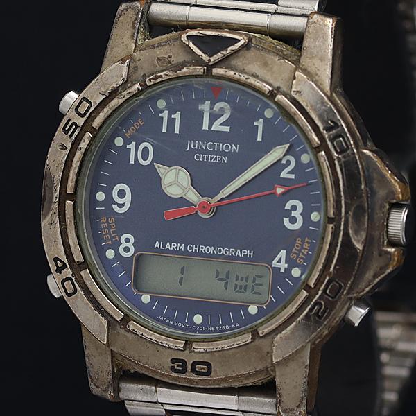 稼動 シチズン ジャンクション C201-S71343 QZ 青文字盤 デジアナ メンズ腕時計 OG...