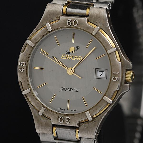 稼動 エニカ QZ グレー文字盤 デイト 955.380 メンズ腕時計 OGH 2000000 NS...