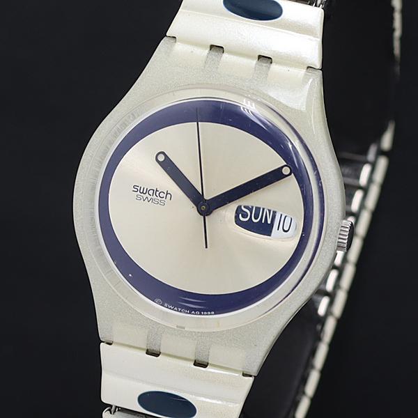 稼動 QZ 良品 スウォッチ AG1998 シルバー文字盤 デイデイト レディース腕時計 KRK 2...