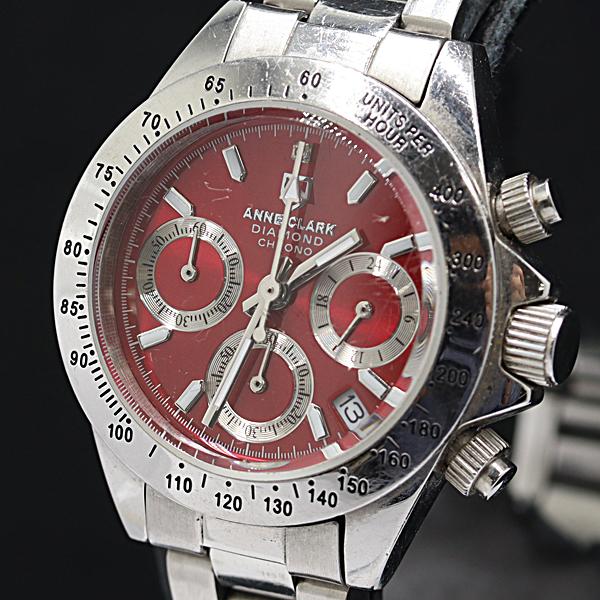 稼働 アンクラーク QZ レッド文字盤 AM-1212VD レディース腕時計 2000000 NSK...