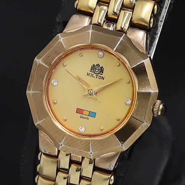 稼動 QZ HILTON 石付 9-049906 ゴールド文字盤 レディース腕時計 KRK 2000...