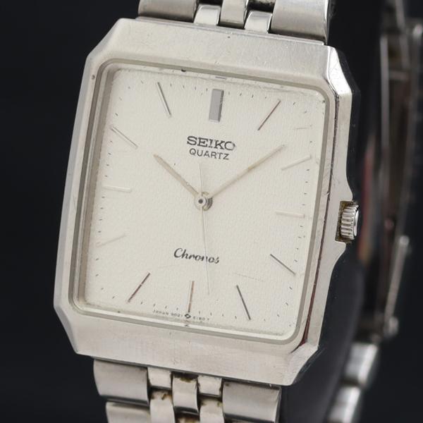 稼働 セイコー  QZ クロノス 9021-5140 シルバー文字盤 メンズ腕時計 YUM 2000...