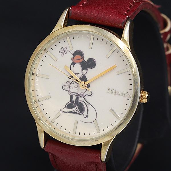 稼動 QZ 良品 ディズニー ミニーマウス WD-B09 キャラクター文字盤 レディース腕時計 KR...