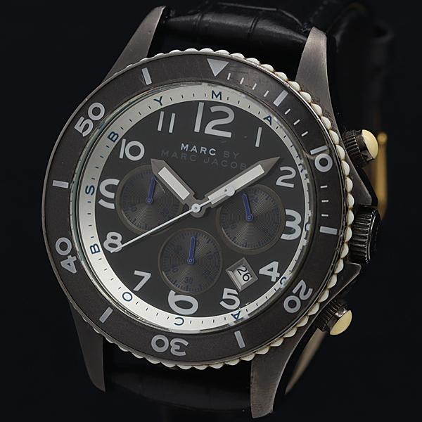 稼動 マークジェイコブス QZ MBM525 クロノグラフ デイト 黒文字盤 メンズ腕時計 2000...