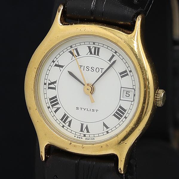 稼動 ティソ スタイリスト QZ デイト 白文字盤 F304A レディース腕時計 OGH 20000...