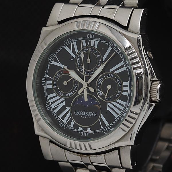 ジョルジュレッシュ ムーンフェイズ RG-5115 QZ カレンダー 黒文字盤 メンズ腕時計 AOY...