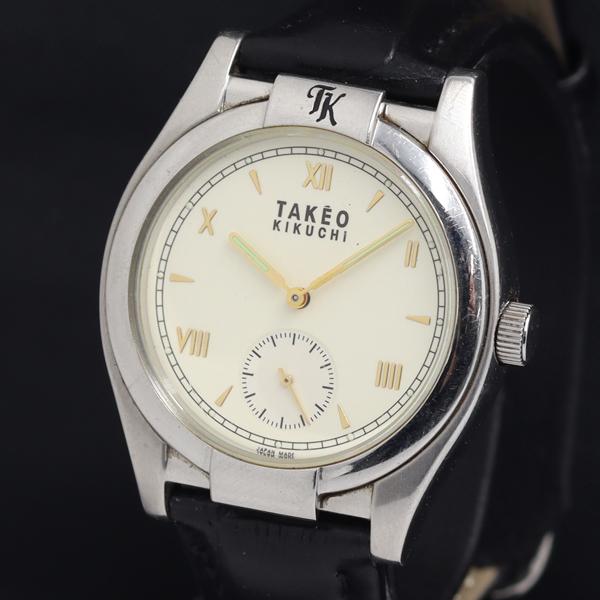 稼動 QZ 良品 TAKEO KIKUCHI TK-2012 706422 50M アイボリー文字盤...