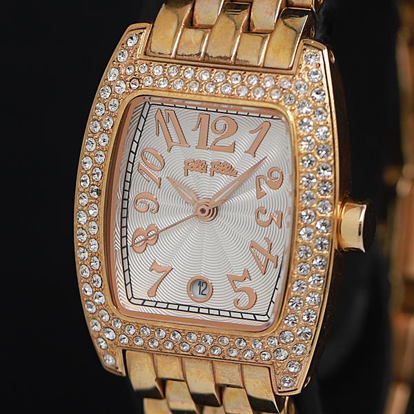 稼働 良品 フォリフォリ QZ ダイヤベゼル WF5R081BD シルバー文字盤 デイト レディース...