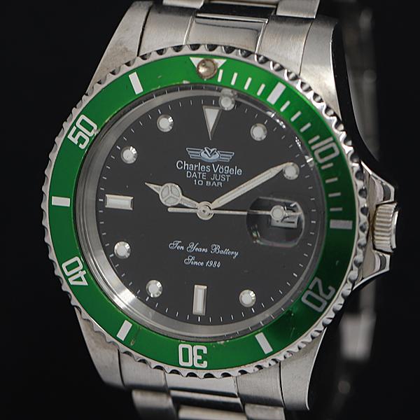 シャルルホーゲル デイトジャスト QZ 黒文字盤 CY-7833 メンズ腕時計 OGH 200000...