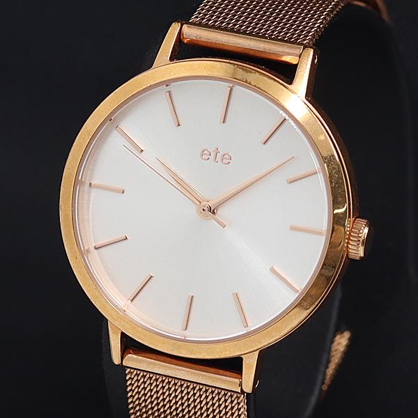 稼動 QZ 良品 ETE シルバー文字盤 ラウンド レディース腕時計 KRK 2000000 NSK