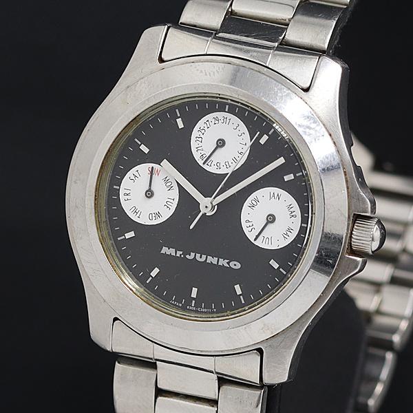 稼動 QZ Mr.JUNKO 6305-G30801Y 黒文字盤 トリプルカレンダー レディース腕時...