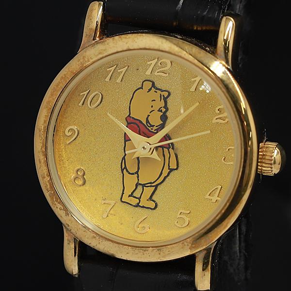 稼働 ディズニーストアコレクション ぷーさん QZ ゴールド文字盤 レディース腕時計 OGH 200...