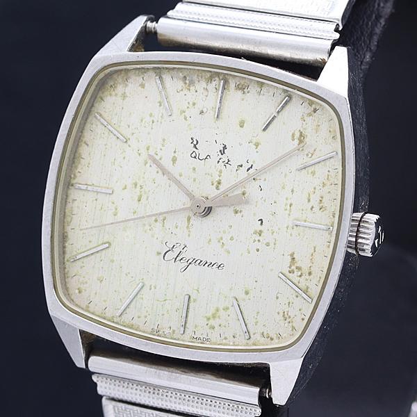 稼動 ラドー QZ エレガンス スクエア シルバー文字盤 メンズ腕時計 2000000 NSK MT...