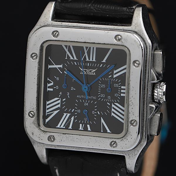 稼働 レトロアビエイター メカニカル AT/自動巻き 黒文字盤 クロノグラフ メンズ腕時計 OGH ...