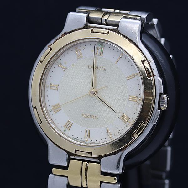 セイコー QZ 5E31-6D40 ドルチェ ラウンド ゴールド文字盤 メンズ腕時計 2000000...