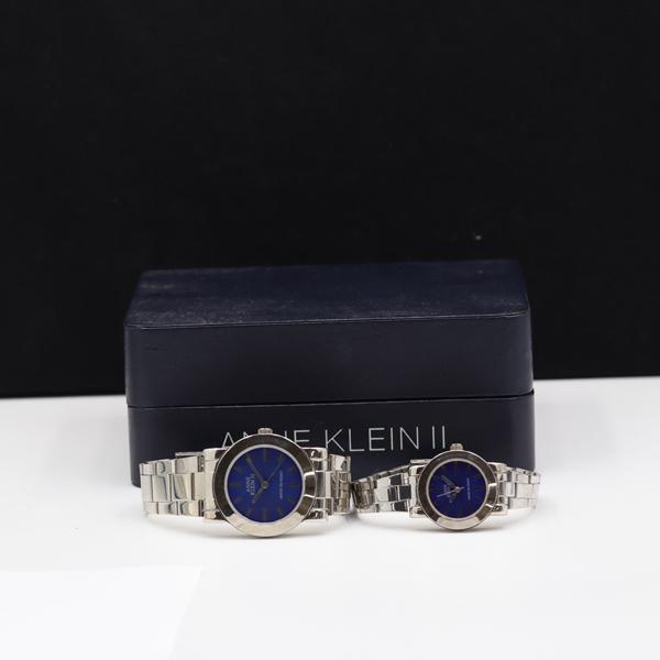箱付 稼働 アンクライン2 QZ ブルー文字盤 AL21 ペアウォッチ メンズ/レディース腕時計 2...