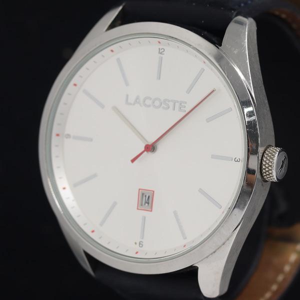 稼働 良品 ラコステ LC.100.1.14.2758 QZ シルバー文字盤 デイト メンズ腕時計 ...