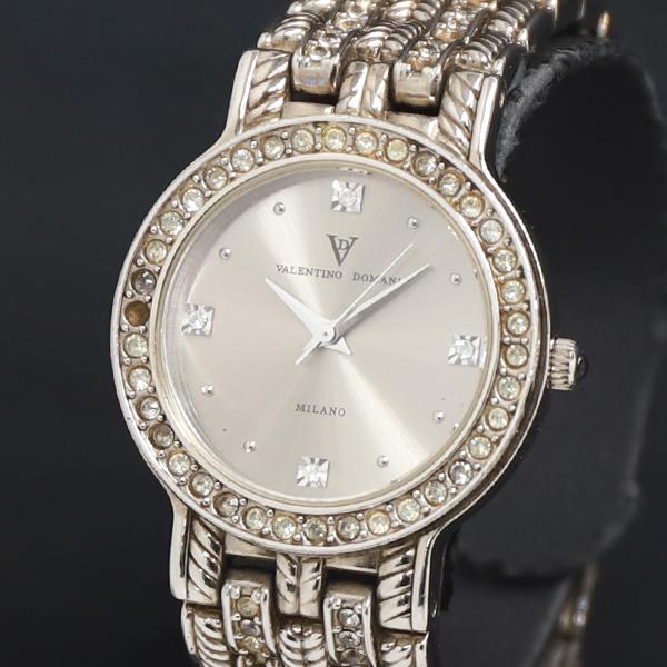 稼働 QZ バレンティノドマーニ 石付 VD1013N シルバー文字盤 メンズ腕時計 2000000...