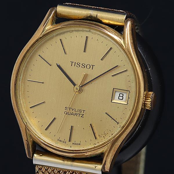 稼働 ティソ スタイリスト QZ ゴールド文字盤 メンズ腕時計 2000000 NSK KMR