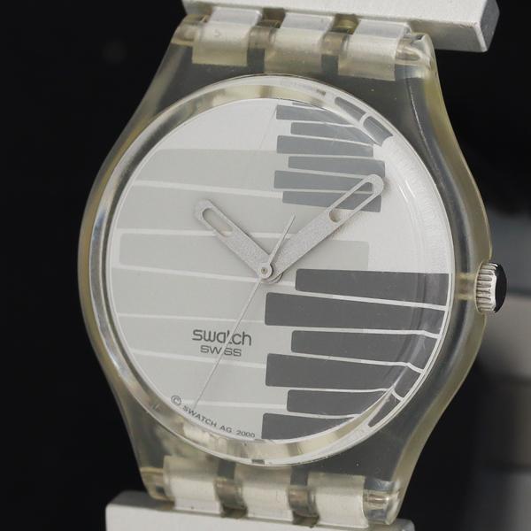 稼働 スウォッチ 5824 QZ シルバー文字盤 メンズ腕時計 KRH 2000000 NSK