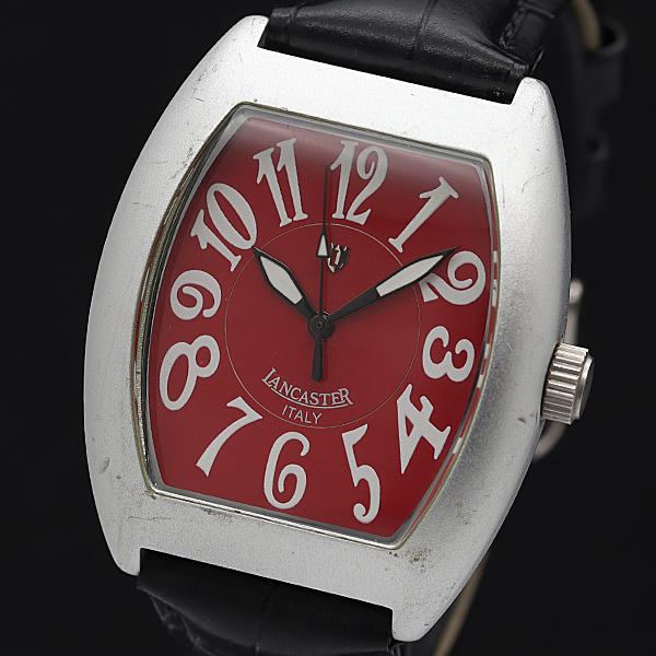 稼働 ランカスター REF0224 QZ レッド文字盤 メンズ腕時計 2000000 NSK INK