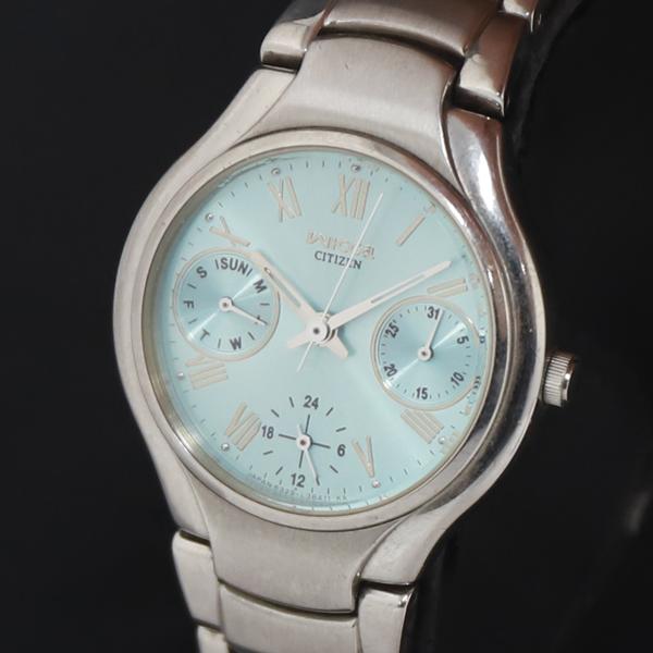 QZ シチズン ウィッカ 6329-L20603 水色文字盤 デイデイト レディース腕時計 2000...
