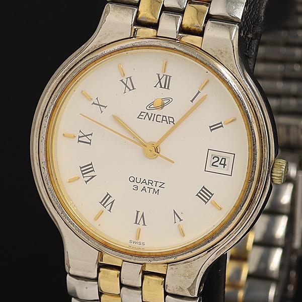 稼動 エニカ 955.359 QZ ホワイト文字盤 デイト メンズ腕時計 OWD 2000000 N...