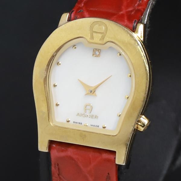QZ AIGNER 石付 0227/2500 A01200 シェル文字盤 レディース腕時計 2000...