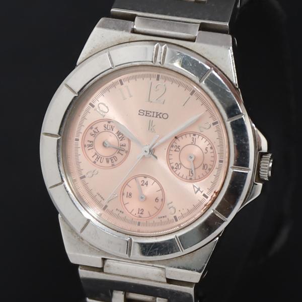 QZ セイコー ルキア 5Y89-0B30 ピンク文字盤 デイデイト レディース腕時計 200000...
