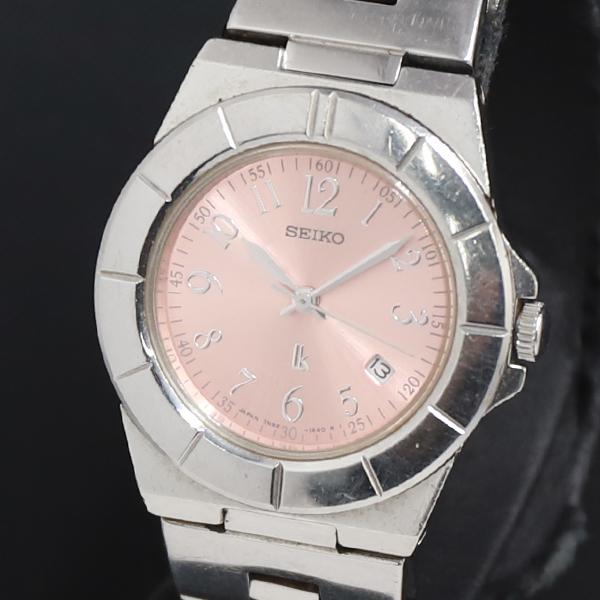 QZ セイコー ルキア 7N82-0620 ピンクゴールド文字盤 デイト レディース腕時計 2000...