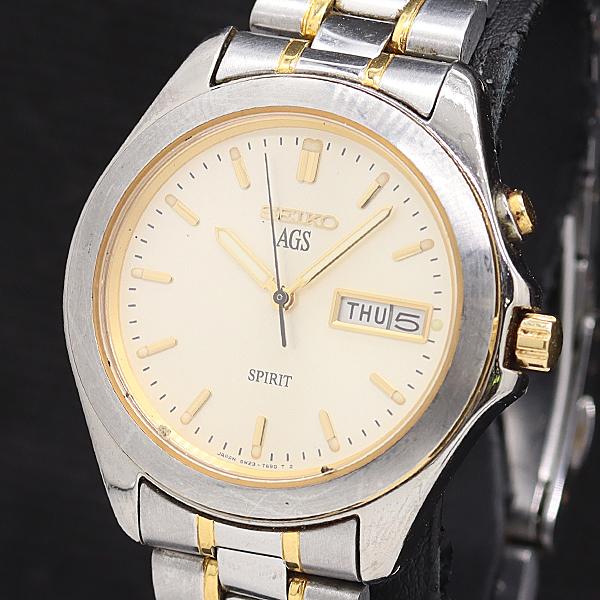 セイコー スピリット AGS 5M23-7A60 オートQZ アイボリー文字盤 メンズ腕時計 200...