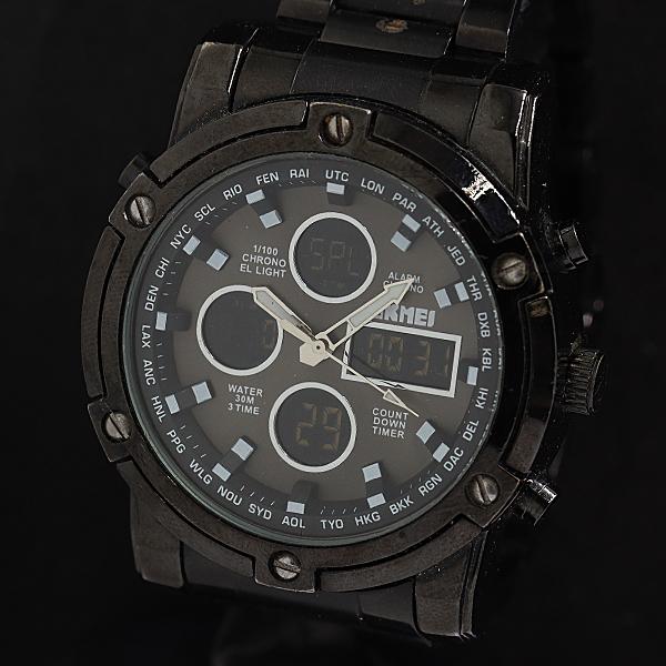 SKMEI 1389 オールブラック QZ グレー文字盤 メンズ腕時計 2000000 NSK MS...