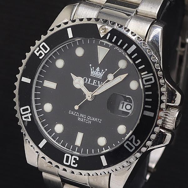 稼働 良品 オレブス ダイバーズ  サブマリーナ 5885G QZ ブラック文字盤 メンズ腕時計 2...